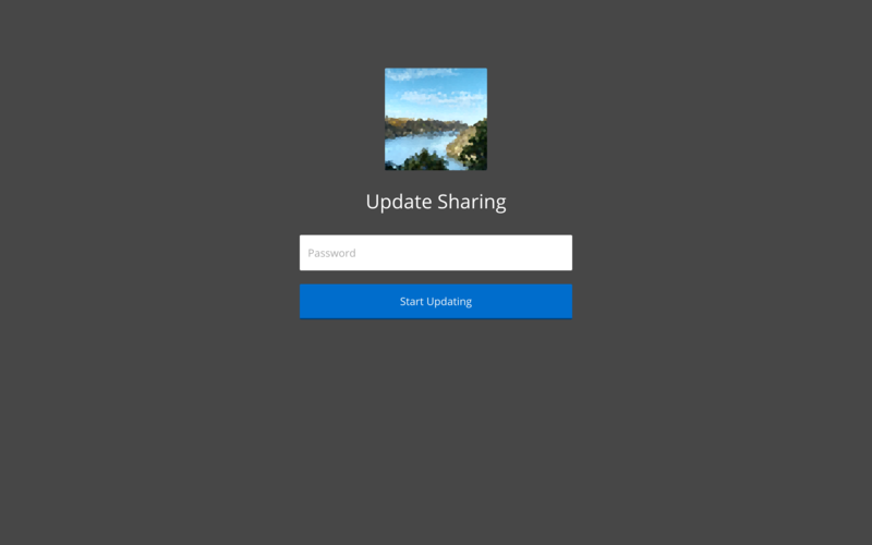 Client sharing login screen