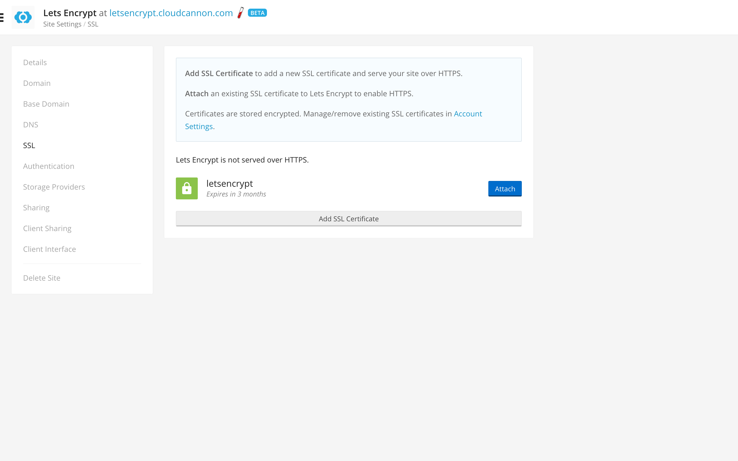 Attaching an SSL Certificate